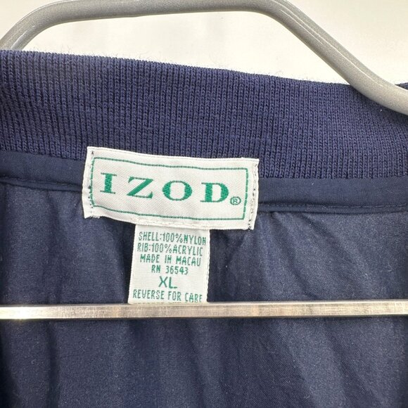 Izod Vintage Men's V-Neck Windbreaker Golf Pullover in Navy Blue sz XL - Picture 2 of 6